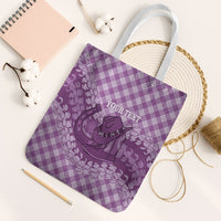 Poni Hawaii Cowboy Palaka Motifs Personalised Tote Bag Paniolo Festival Puakenikeni Lei LT14 White Strap One Size Purple - Polynesian Pride