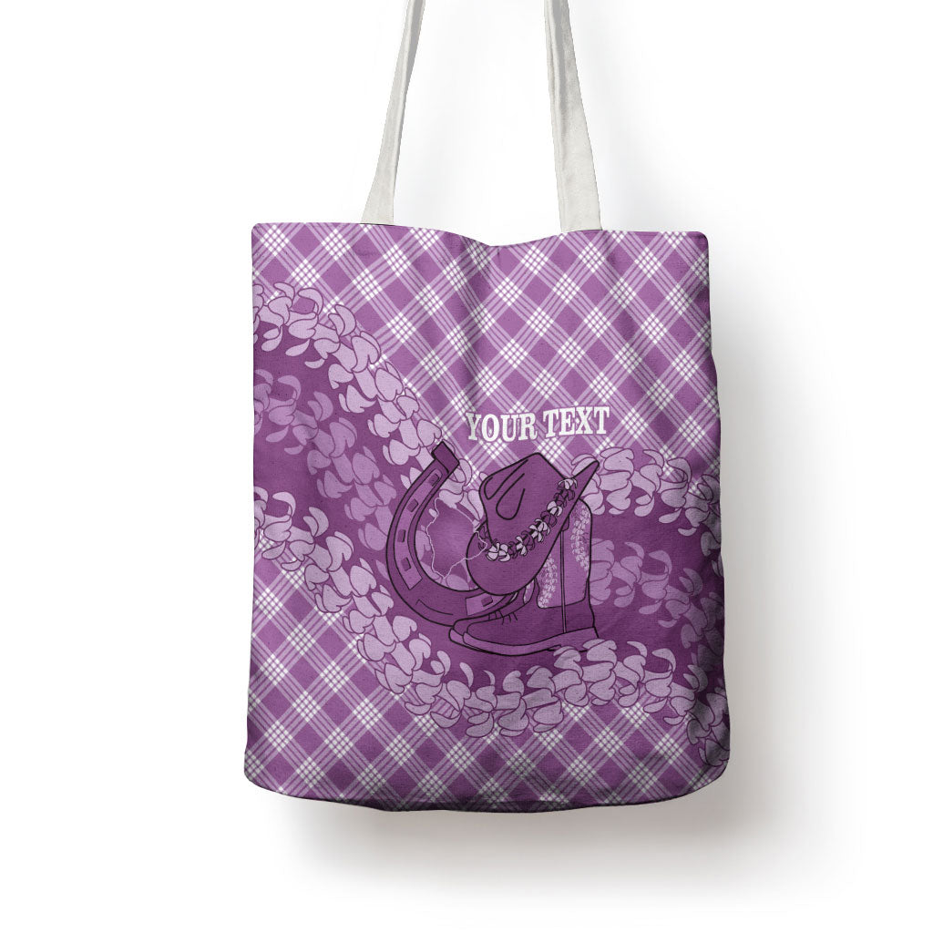 Poni Hawaii Cowboy Palaka Motifs Personalised Tote Bag Paniolo Festival Puakenikeni Lei LT14 - Polynesian Pride