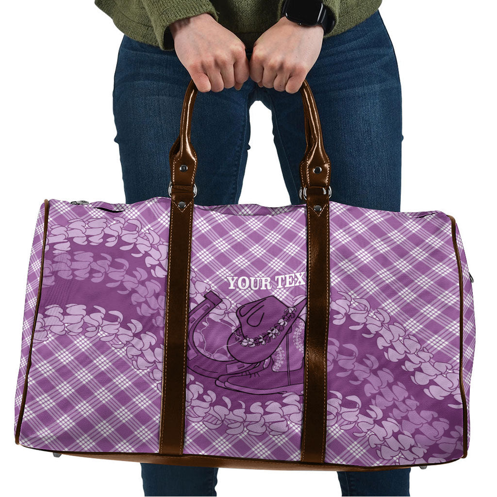 Poni Hawaii Cowboy Palaka Motifs Personalised Travel Bag Paniolo Festival Puakenikeni Lei LT14 Purple - Polynesian Pride