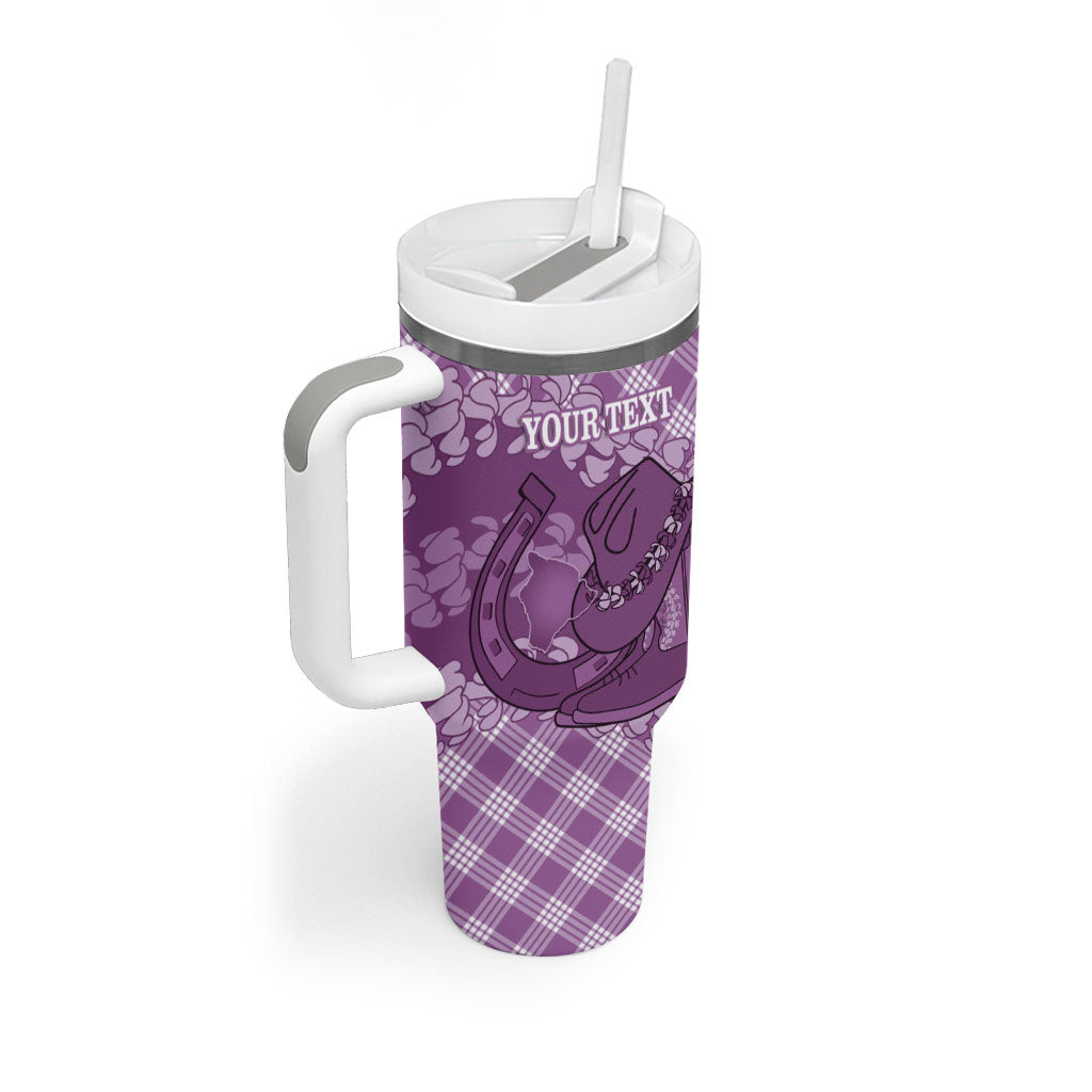 Poni Hawaii Cowboy Palaka Motifs Personalised Tumbler With Handle Paniolo Festival Puakenikeni Lei LT14 - Polynesian Pride