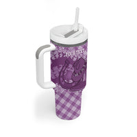 Poni Hawaii Cowboy Palaka Motifs Personalised Tumbler With Handle Paniolo Festival Puakenikeni Lei LT14 - Polynesian Pride