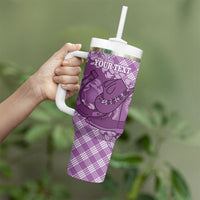 Poni Hawaii Cowboy Palaka Motifs Personalised Tumbler With Handle Paniolo Festival Puakenikeni Lei LT14 - Polynesian Pride