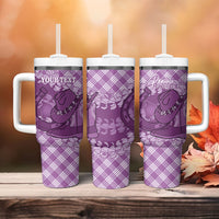 Poni Hawaii Cowboy Palaka Motifs Personalised Tumbler With Handle Paniolo Festival Puakenikeni Lei LT14 - Polynesian Pride