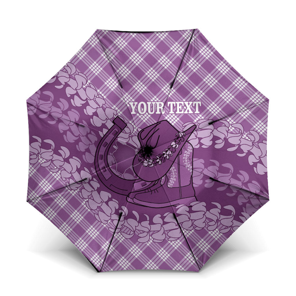 Poni Hawaii Cowboy Palaka Motifs Personalised Umbrella Paniolo Festival Puakenikeni Lei LT14 One Size Folded 11.42 inch Opened Diameter 37.4 inch Purple - Polynesian Pride