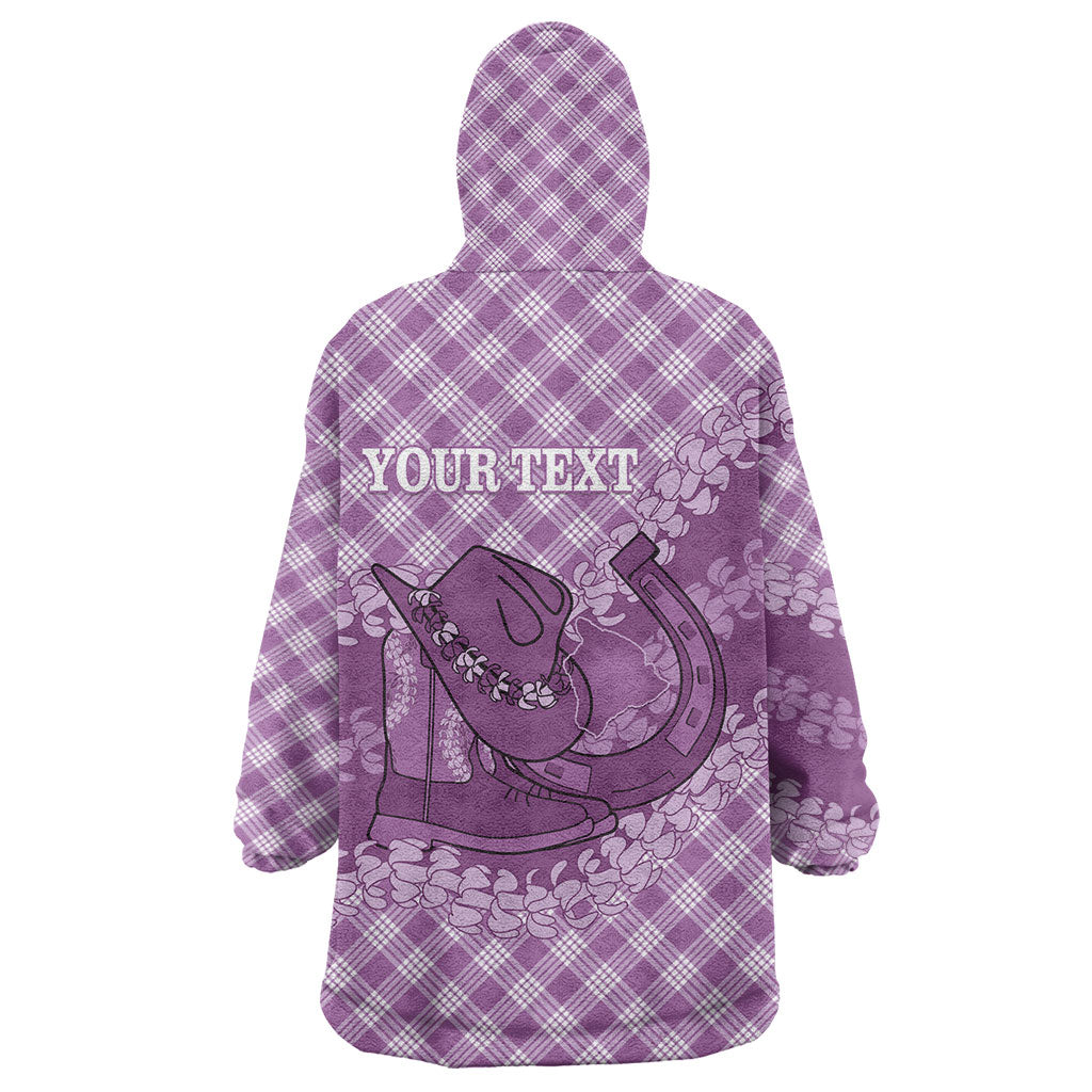 Poni Hawaii Cowboy Palaka Motifs Personalised Wearable Blanket Hoodie Paniolo Festival Puakenikeni Lei LT14 - Polynesian Pride