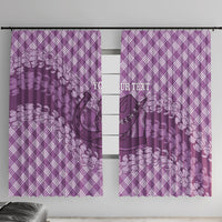 Poni Hawaii Cowboy Palaka Motifs Personalised Window Curtain Paniolo Festival Puakenikeni Lei LT14 With Hooks Purple - Polynesian Pride
