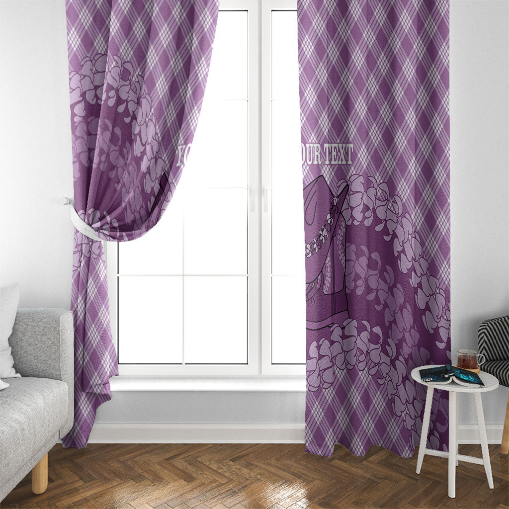 Poni Hawaii Cowboy Palaka Motifs Personalised Window Curtain Paniolo Festival Puakenikeni Lei LT14 - Polynesian Pride