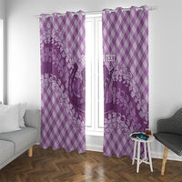 Poni Hawaii Cowboy Palaka Motifs Personalised Window Curtain Paniolo Festival Puakenikeni Lei LT14 With Grommets Purple - Polynesian Pride
