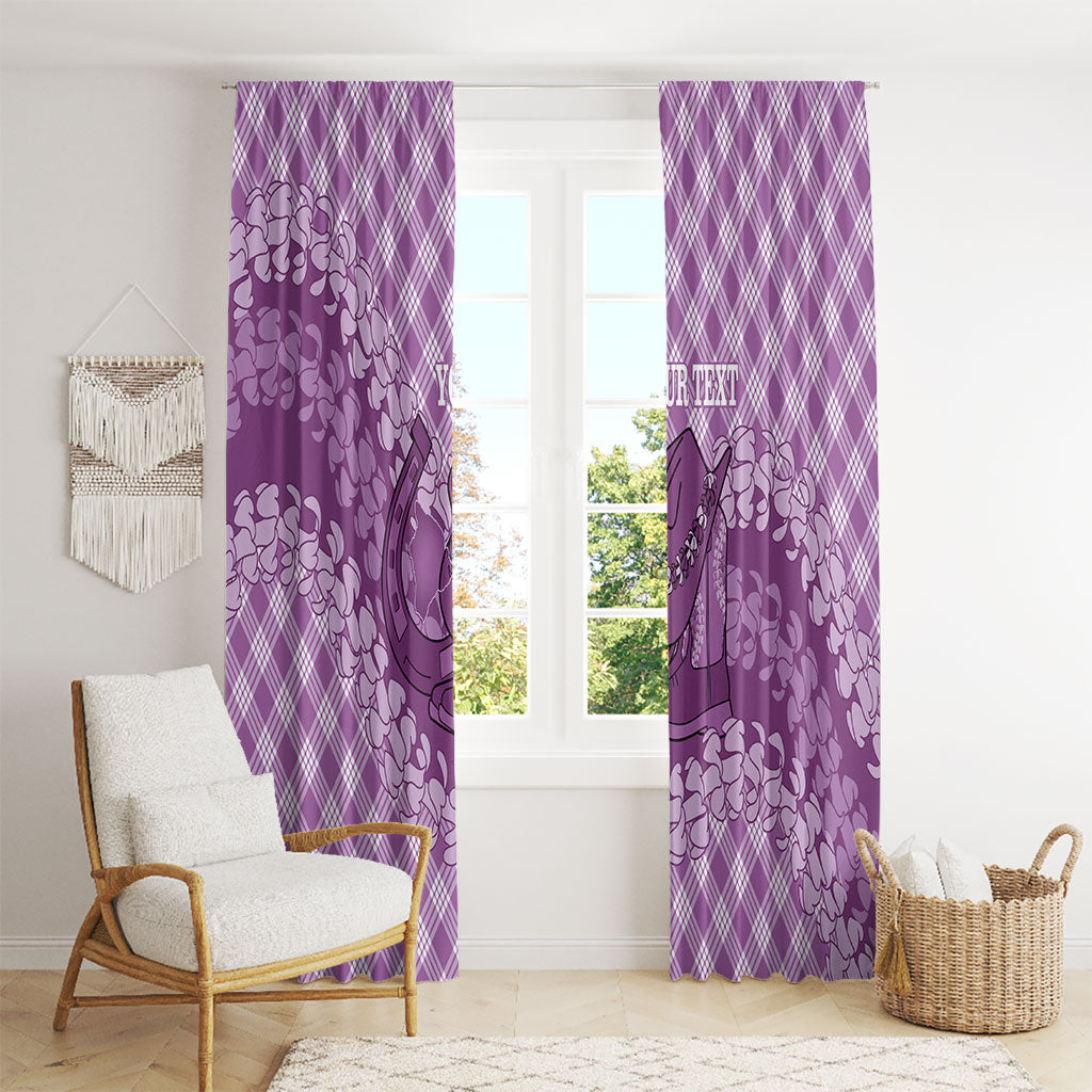 Poni Hawaii Cowboy Palaka Motifs Personalised Window Curtain Paniolo Festival Puakenikeni Lei LT14 - Polynesian Pride