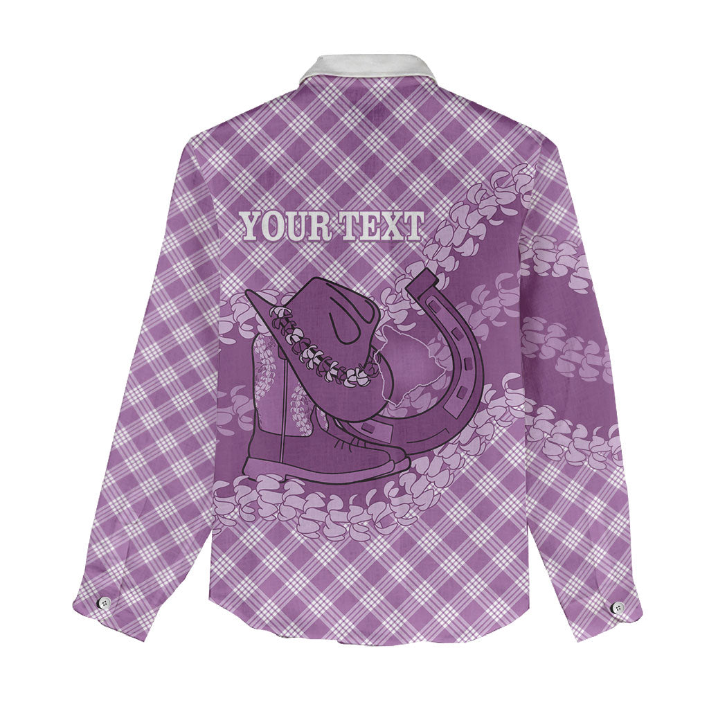 Poni Hawaii Cowboy Palaka Motifs Personalised Women Casual Shirt Paniolo Festival Puakenikeni Lei LT14 - Polynesian Pride