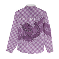 Poni Hawaii Cowboy Palaka Motifs Personalised Women Casual Shirt Paniolo Festival Puakenikeni Lei LT14 - Polynesian Pride