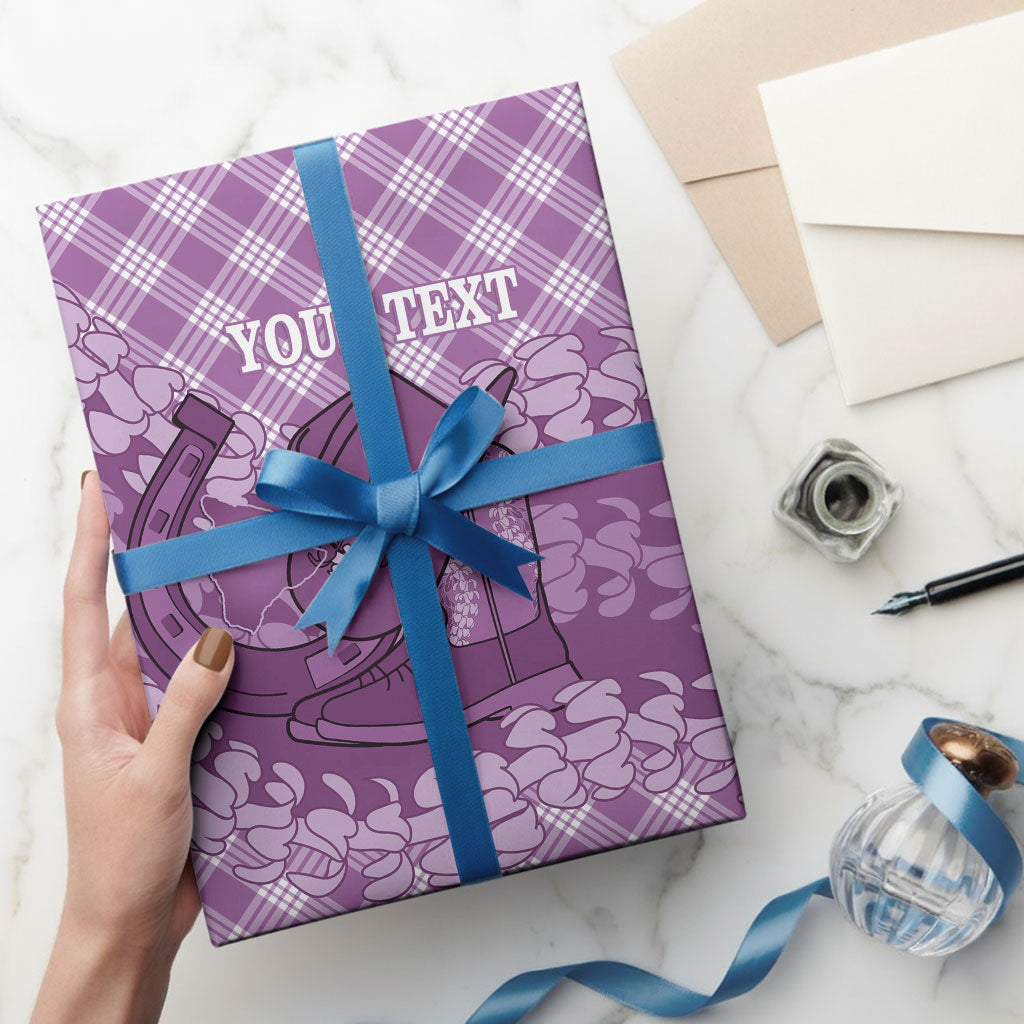 Poni Hawaii Cowboy Palaka Motifs Personalised Wrapping Paper Paniolo Festival Puakenikeni Lei LT14 - Polynesian Pride