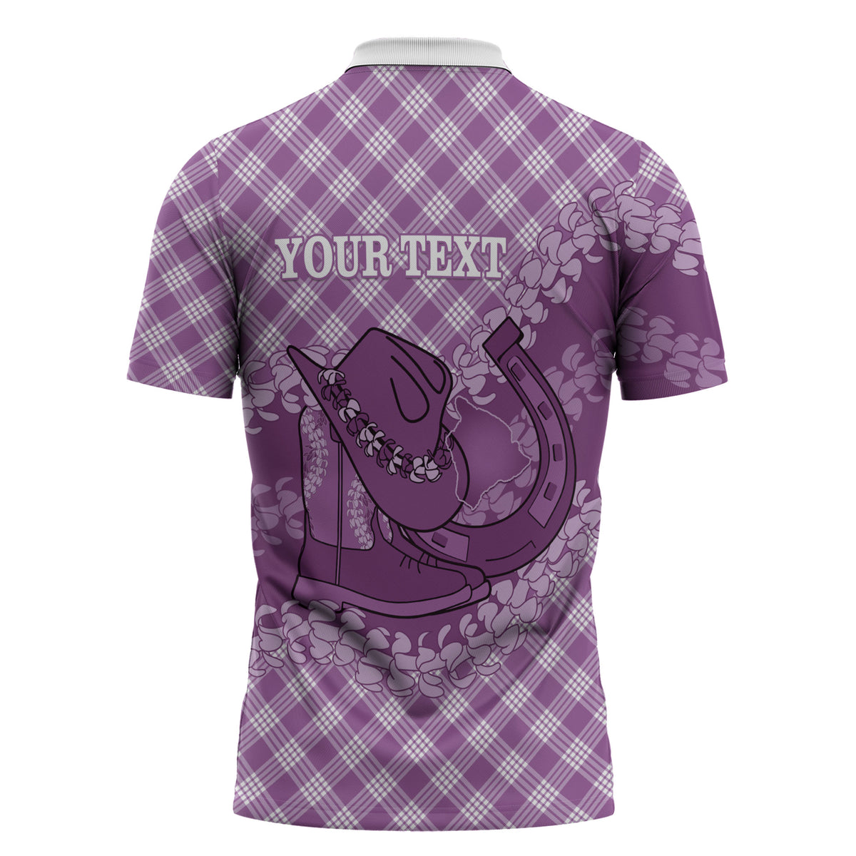 Poni Hawaii Cowboy Palaka Motifs Personalised Zipper Polo Shirt Paniolo Festival Puakenikeni Lei LT14 - Polynesian Pride