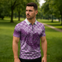 Poni Hawaii Cowboy Palaka Motifs Personalised Zipper Polo Shirt Paniolo Festival Puakenikeni Lei LT14 - Polynesian Pride