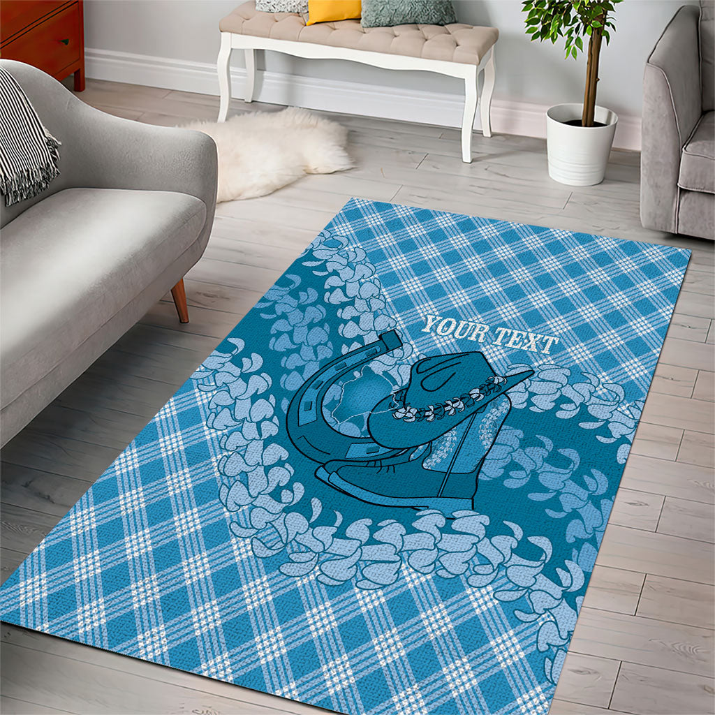 Polu Hawaii Cowboy Palaka Motifs Personalised Area Rug Paniolo Festival Puakenikeni Lei LT14 - Polynesian Pride