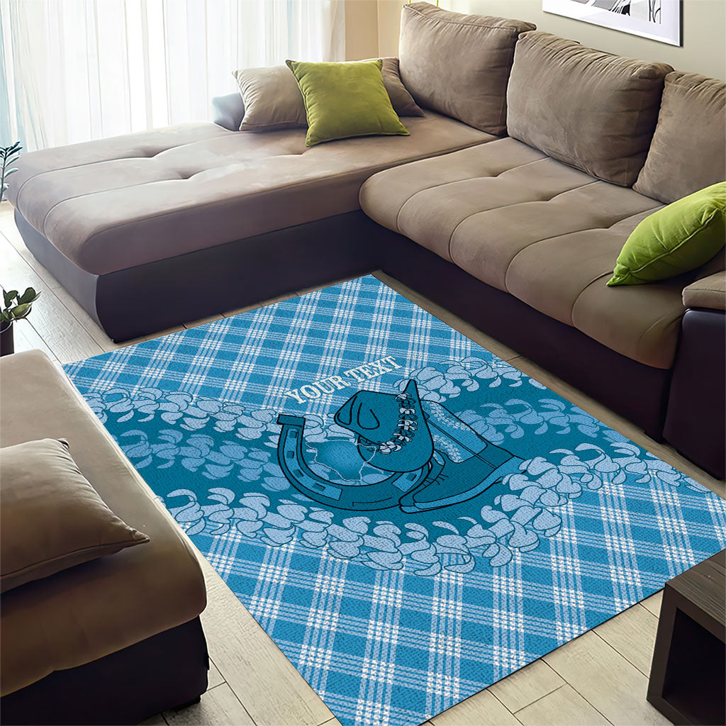 Polu Hawaii Cowboy Palaka Motifs Personalised Area Rug Paniolo Festival Puakenikeni Lei LT14 - Polynesian Pride