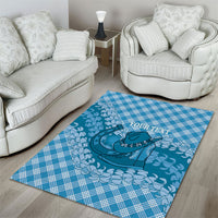 Polu Hawaii Cowboy Palaka Motifs Personalised Area Rug Paniolo Festival Puakenikeni Lei LT14 - Polynesian Pride