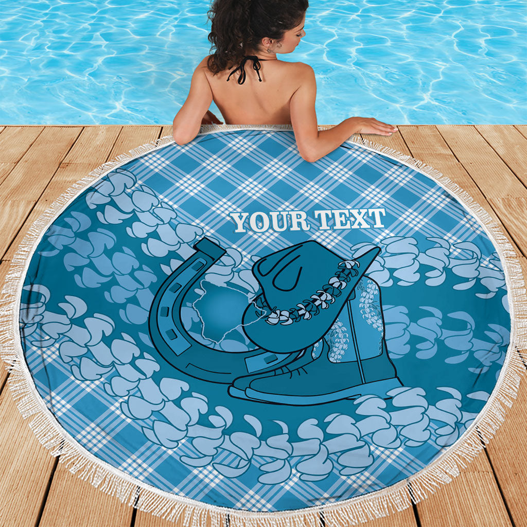 Polu Hawaii Cowboy Palaka Motifs Personalised Beach Blanket Paniolo Festival Puakenikeni Lei LT14 - Polynesian Pride