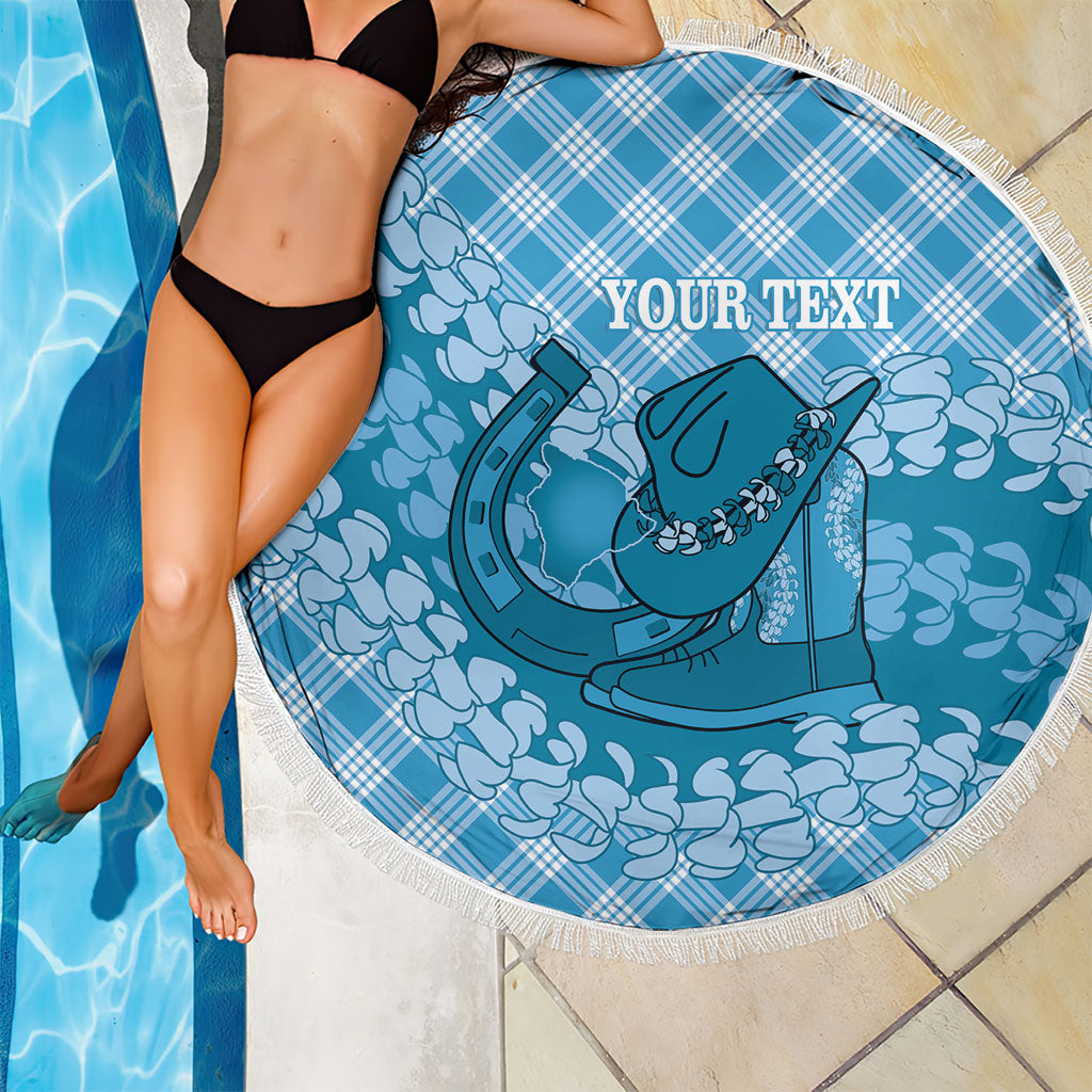 Polu Hawaii Cowboy Palaka Motifs Personalised Beach Blanket Paniolo Festival Puakenikeni Lei LT14 - Polynesian Pride