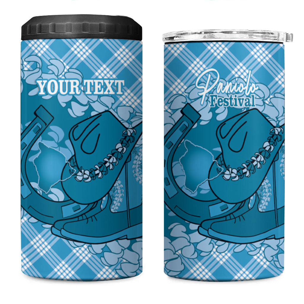 Polu Hawaii Cowboy Palaka Motifs Personalised 4 in 1 Can Cooler Tumbler Paniolo Festival Puakenikeni Lei LT14 One Size: 16 oz Blue - Polynesian Pride