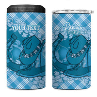 Polu Hawaii Cowboy Palaka Motifs Personalised 4 in 1 Can Cooler Tumbler Paniolo Festival Puakenikeni Lei LT14 One Size: 16 oz Blue - Polynesian Pride