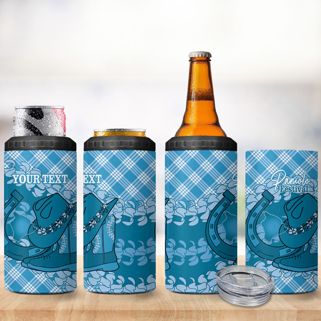 Polu Hawaii Cowboy Palaka Motifs Personalised 4 in 1 Can Cooler Tumbler Paniolo Festival Puakenikeni Lei LT14 - Polynesian Pride