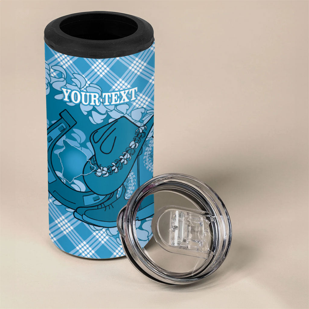 Polu Hawaii Cowboy Palaka Motifs Personalised 4 in 1 Can Cooler Tumbler Paniolo Festival Puakenikeni Lei LT14 - Polynesian Pride