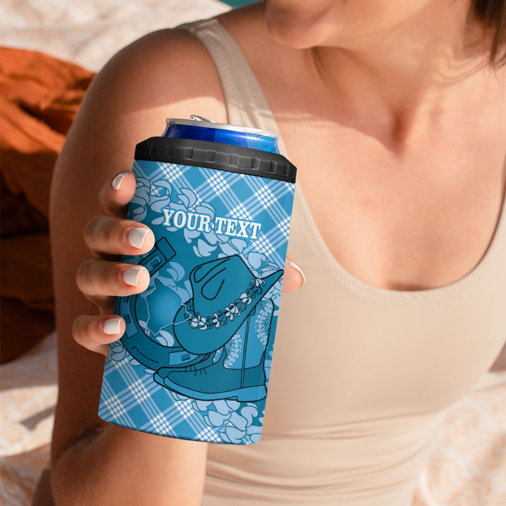 Polu Hawaii Cowboy Palaka Motifs Personalised 4 in 1 Can Cooler Tumbler Paniolo Festival Puakenikeni Lei LT14 - Polynesian Pride
