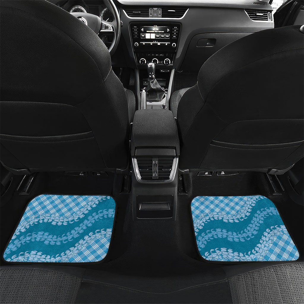 Polu Hawaii Cowboy Palaka Motifs Personalised Car Mats Paniolo Festival Puakenikeni Lei LT14 Set 2pcs - Back Blue - Polynesian Pride