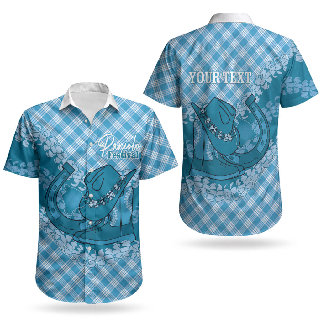 Polu Hawaii Cowboy Palaka Motifs Personalised Couples Matching Off Shoulder Short Dress and Hawaiian Shirt Paniolo Festival Puakenikeni Lei LT14 - Polynesian Pride
