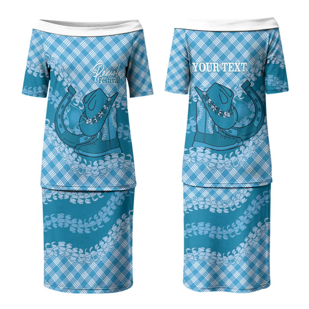Polu Hawaii Cowboy Palaka Motifs Personalised Couples Matching Puletasi and Hawaiian Shirt Paniolo Festival Puakenikeni Lei LT14 - Polynesian Pride