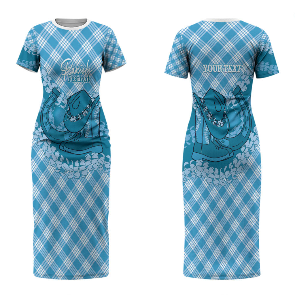 Polu Hawaii Cowboy Palaka Motifs Personalised Couples Matching Short Sleeve Bodycon Dress and Hawaiian Shirt Paniolo Festival Puakenikeni Lei LT14 - Polynesian Pride
