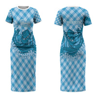 Polu Hawaii Cowboy Palaka Motifs Personalised Couples Matching Short Sleeve Bodycon Dress and Hawaiian Shirt Paniolo Festival Puakenikeni Lei LT14 - Polynesian Pride