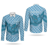 Polu Hawaii Cowboy Palaka Motifs Personalised Couples Matching Tank Maxi Dress and Long Sleeve Button Shirt Paniolo Festival Puakenikeni Lei LT14 - Polynesian Pride