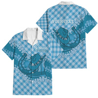 Polu Hawaii Cowboy Palaka Motifs Personalised Family Matching Puletasi and Hawaiian Shirt Paniolo Festival Puakenikeni Lei LT14 Dad's Shirt - Short Sleeve Blue - Polynesian Pride