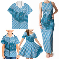 Polu Hawaii Cowboy Palaka Motifs Personalised Family Matching Tank Maxi Dress and Hawaiian Shirt Paniolo Festival Puakenikeni Lei LT14 - Polynesian Pride