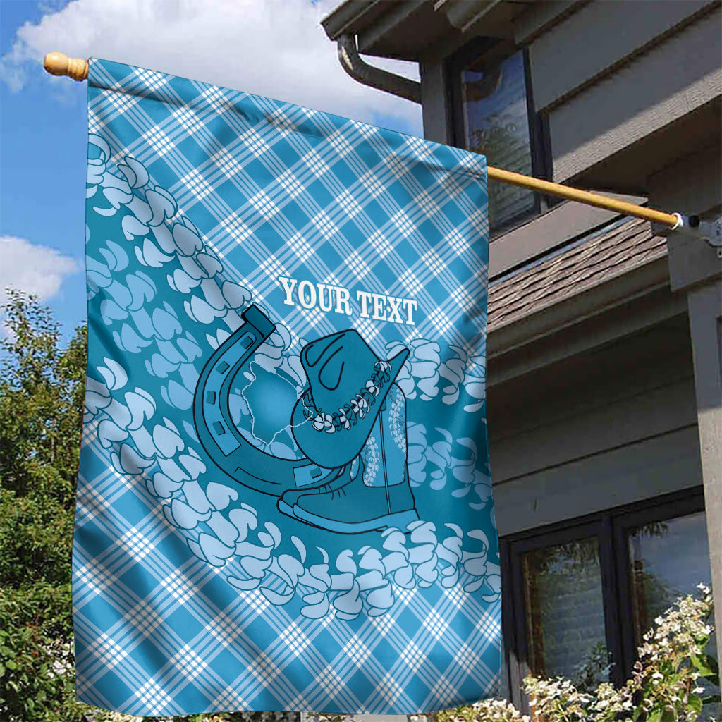 Polu Hawaii Cowboy Palaka Motifs Personalised Garden Flag Paniolo Festival Puakenikeni Lei LT14 - Polynesian Pride