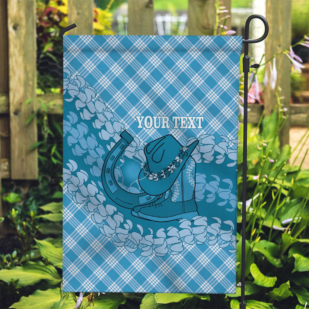 Polu Hawaii Cowboy Palaka Motifs Personalised Garden Flag Paniolo Festival Puakenikeni Lei LT14 Garden Flag Blue - Polynesian Pride