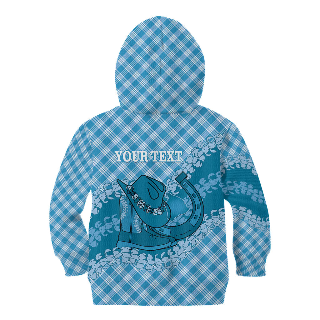 Polu Hawaii Cowboy Palaka Motifs Personalised Kid Hoodie Paniolo Festival Puakenikeni Lei LT14 - Polynesian Pride