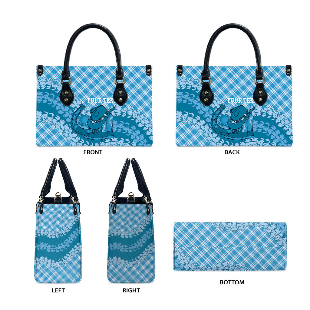 Polu Hawaii Cowboy Palaka Motifs Personalised Leather Bag Paniolo Festival Puakenikeni Lei LT14 - Polynesian Pride