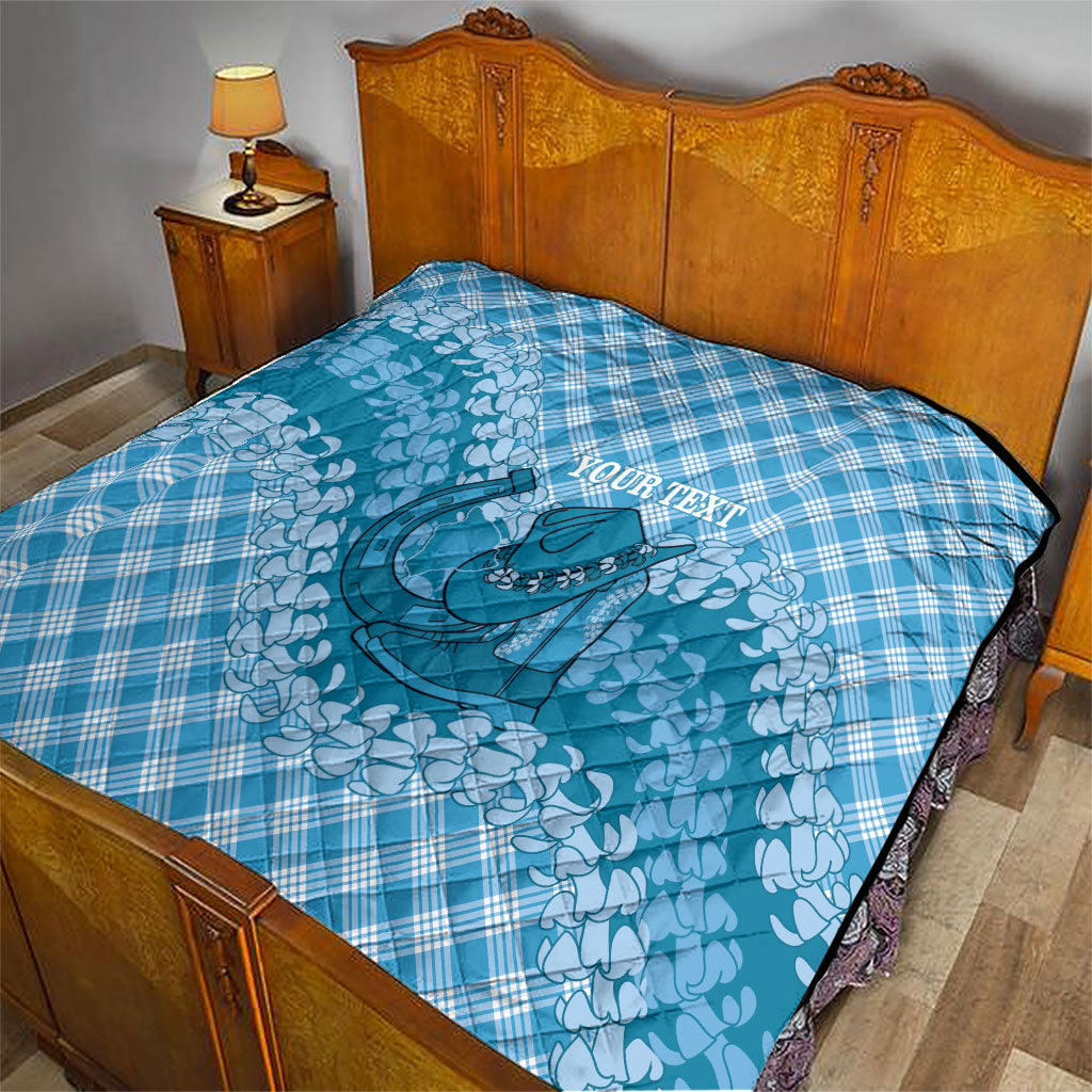Polu Hawaii Cowboy Palaka Motifs Personalised Quilt Paniolo Festival Puakenikeni Lei LT14 - Polynesian Pride