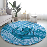 Polu Hawaii Cowboy Palaka Motifs Personalised Round Carpet Paniolo Festival Puakenikeni Lei LT14 - Polynesian Pride