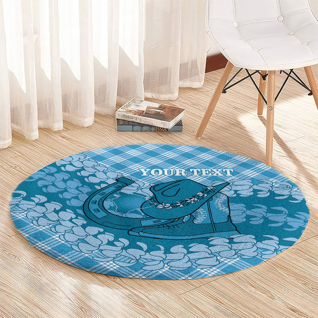 Polu Hawaii Cowboy Palaka Motifs Personalised Round Carpet Paniolo Festival Puakenikeni Lei LT14 - Polynesian Pride