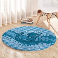 Polu Hawaii Cowboy Palaka Motifs Personalised Round Carpet Paniolo Festival Puakenikeni Lei LT14 - Polynesian Pride