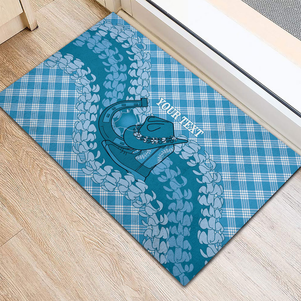 Polu Hawaii Cowboy Palaka Motifs Personalised Rubber Doormat Paniolo Festival Puakenikeni Lei LT14 - Polynesian Pride