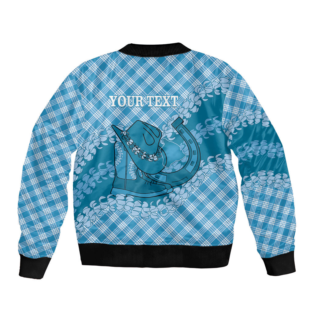 Polu Hawaii Cowboy Palaka Motifs Personalised Sleeve Zip Bomber Jacket Paniolo Festival Puakenikeni Lei LT14 - Polynesian Pride