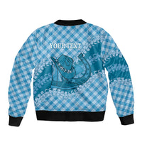 Polu Hawaii Cowboy Palaka Motifs Personalised Sleeve Zip Bomber Jacket Paniolo Festival Puakenikeni Lei LT14 - Polynesian Pride