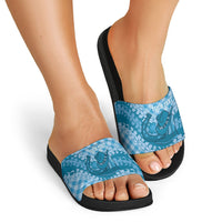 Polu Hawaii Cowboy Palaka Motifs Personalised Slide Sandals Paniolo Festival Puakenikeni Lei LT14 - Polynesian Pride