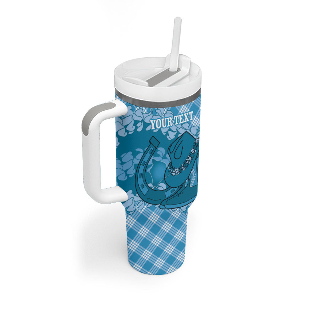 Polu Hawaii Cowboy Palaka Motifs Personalised Tumbler With Handle Paniolo Festival Puakenikeni Lei LT14 - Polynesian Pride