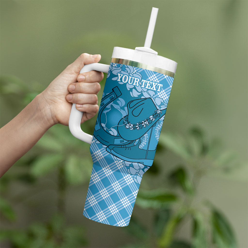 Polu Hawaii Cowboy Palaka Motifs Personalised Tumbler With Handle Paniolo Festival Puakenikeni Lei LT14 - Polynesian Pride